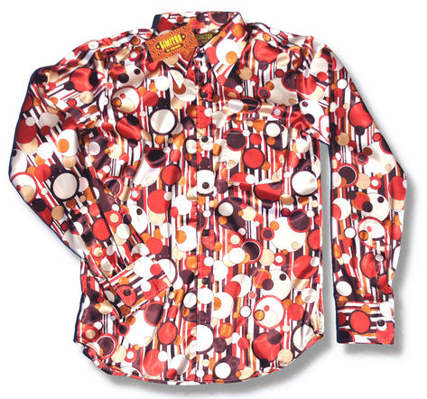 Chenaski Ltd Edition Retro 60's 70's Bubbles Print Long Sleeve Shirt Red White Preview